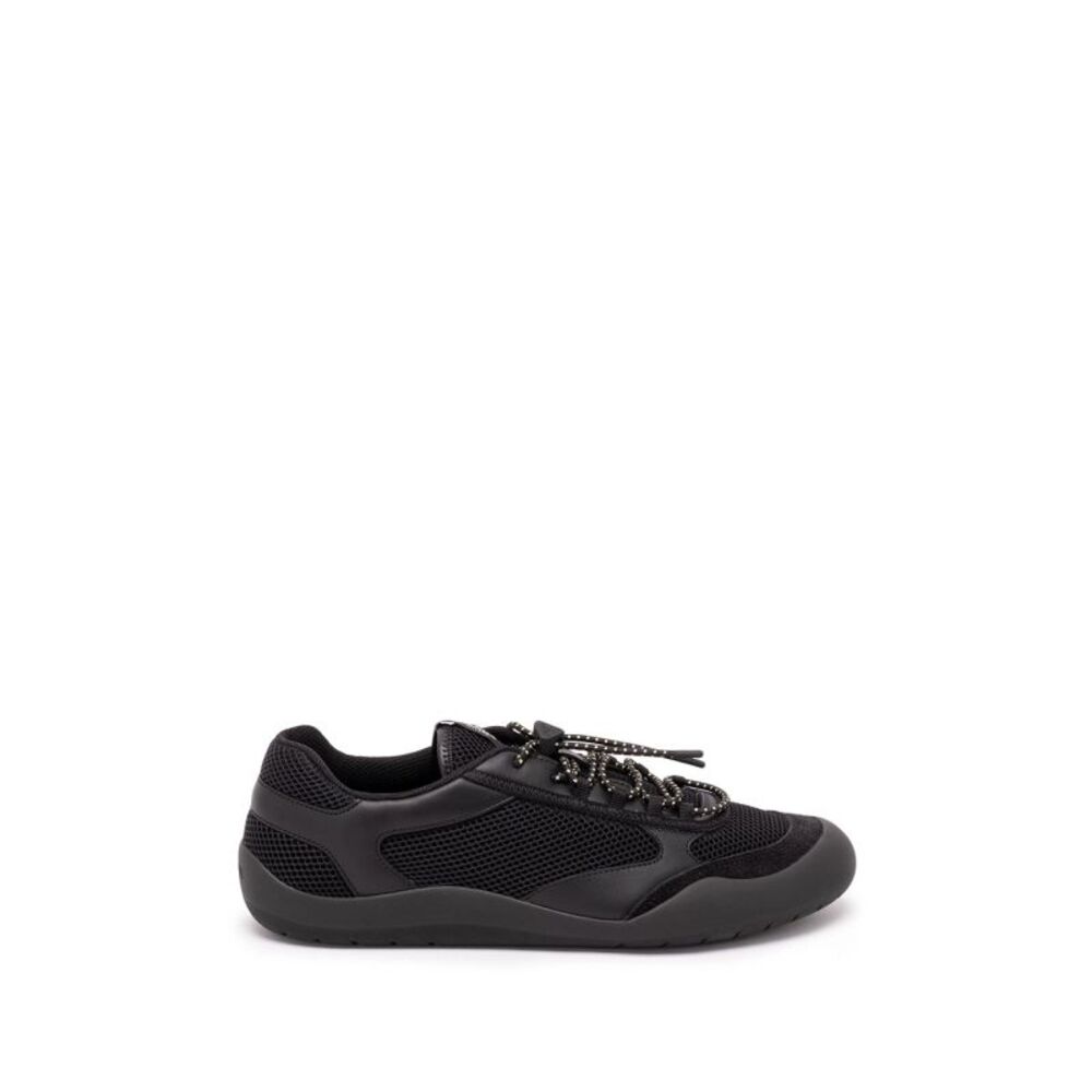 Prada Men Speedrock Leather And Mesh Sneakers